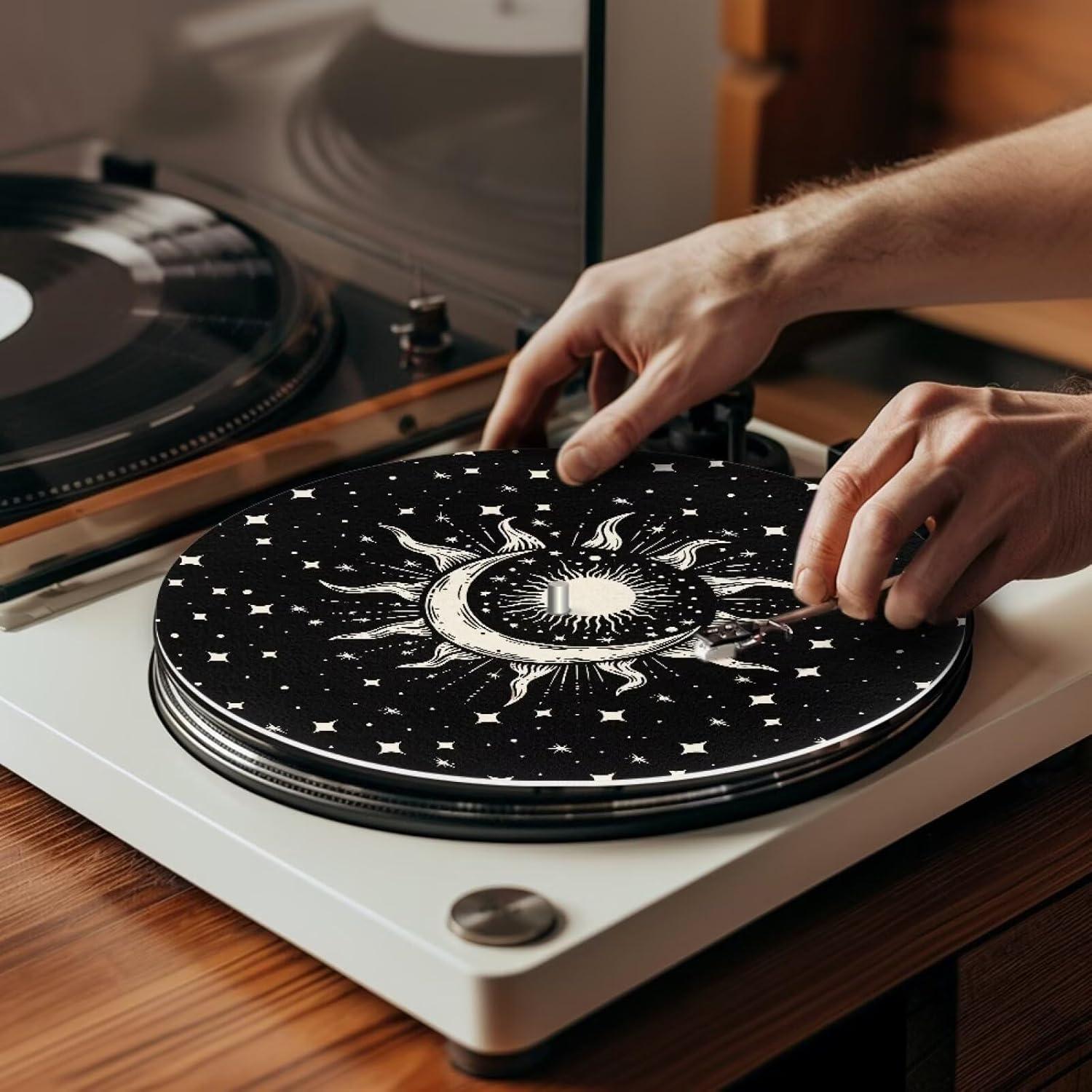Alfombrilla para Tocadiscos Black Sun Moon 29.5 cm Antivibración