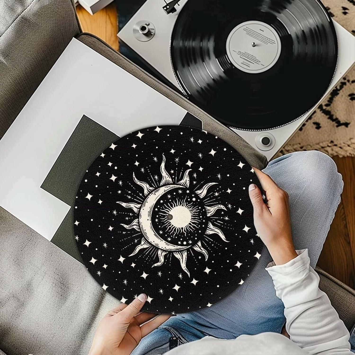 Alfombrilla para Tocadiscos Black Sun Moon 29.5 cm Antivibración