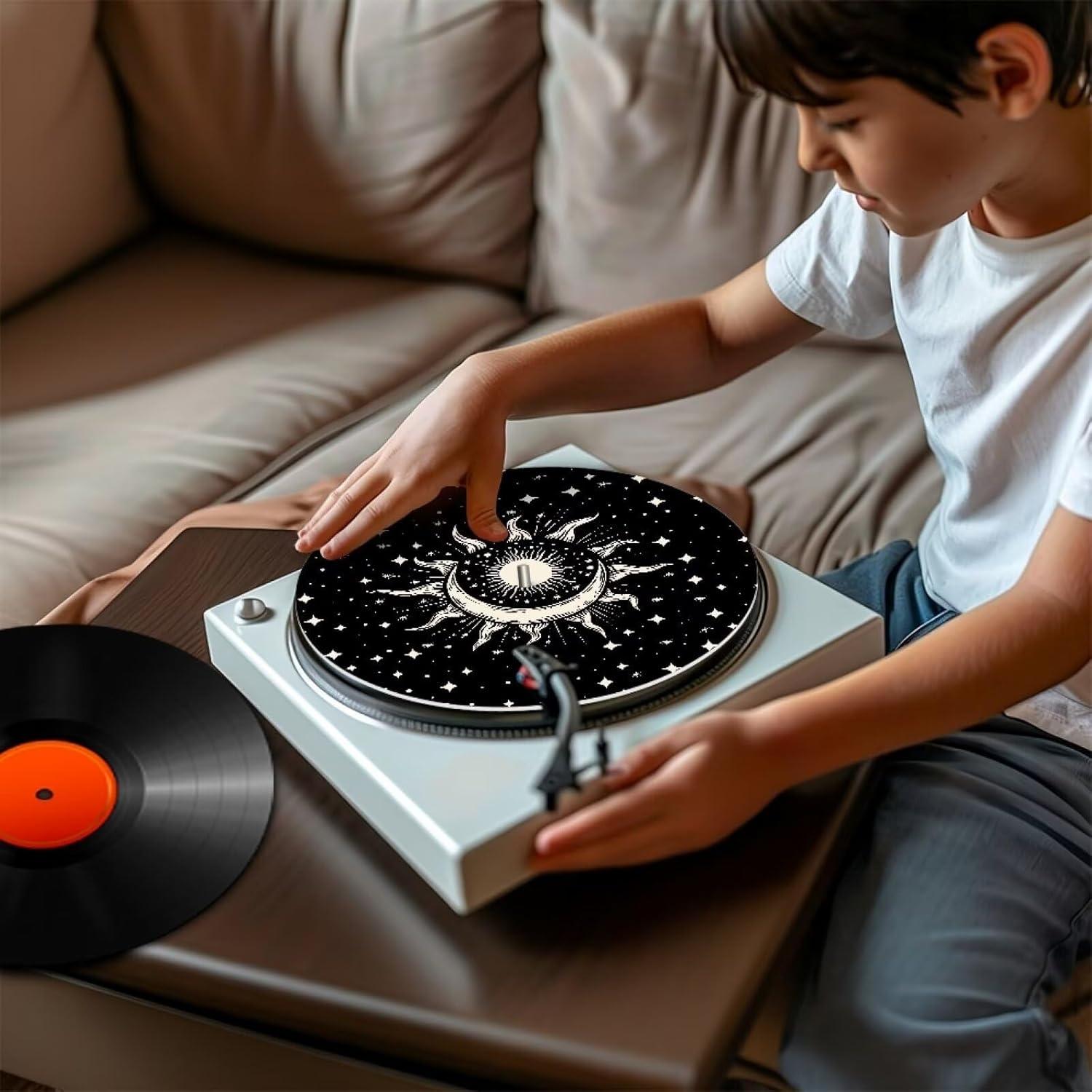 Alfombrilla para Tocadiscos Black Sun Moon 29.5 cm Antivibración