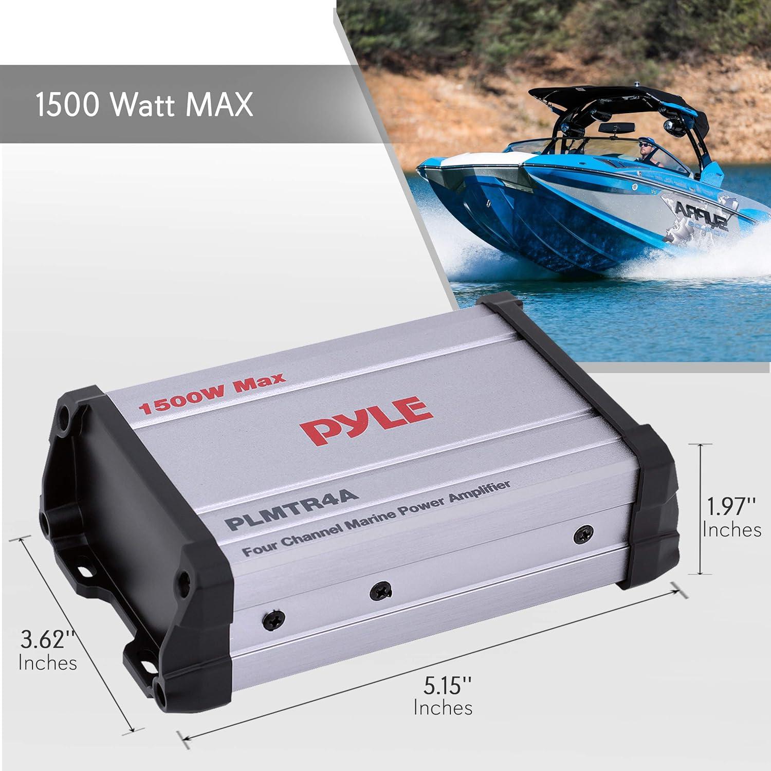 Amplificador Marino Pyle PLMTR4A 1500W 4 Canales Impermeable