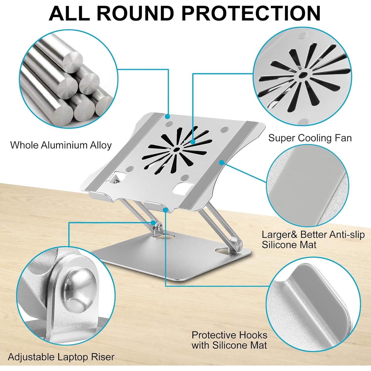 Soporte Ajustable para Laptop LUOWAN con Ventilador 10-17.3"