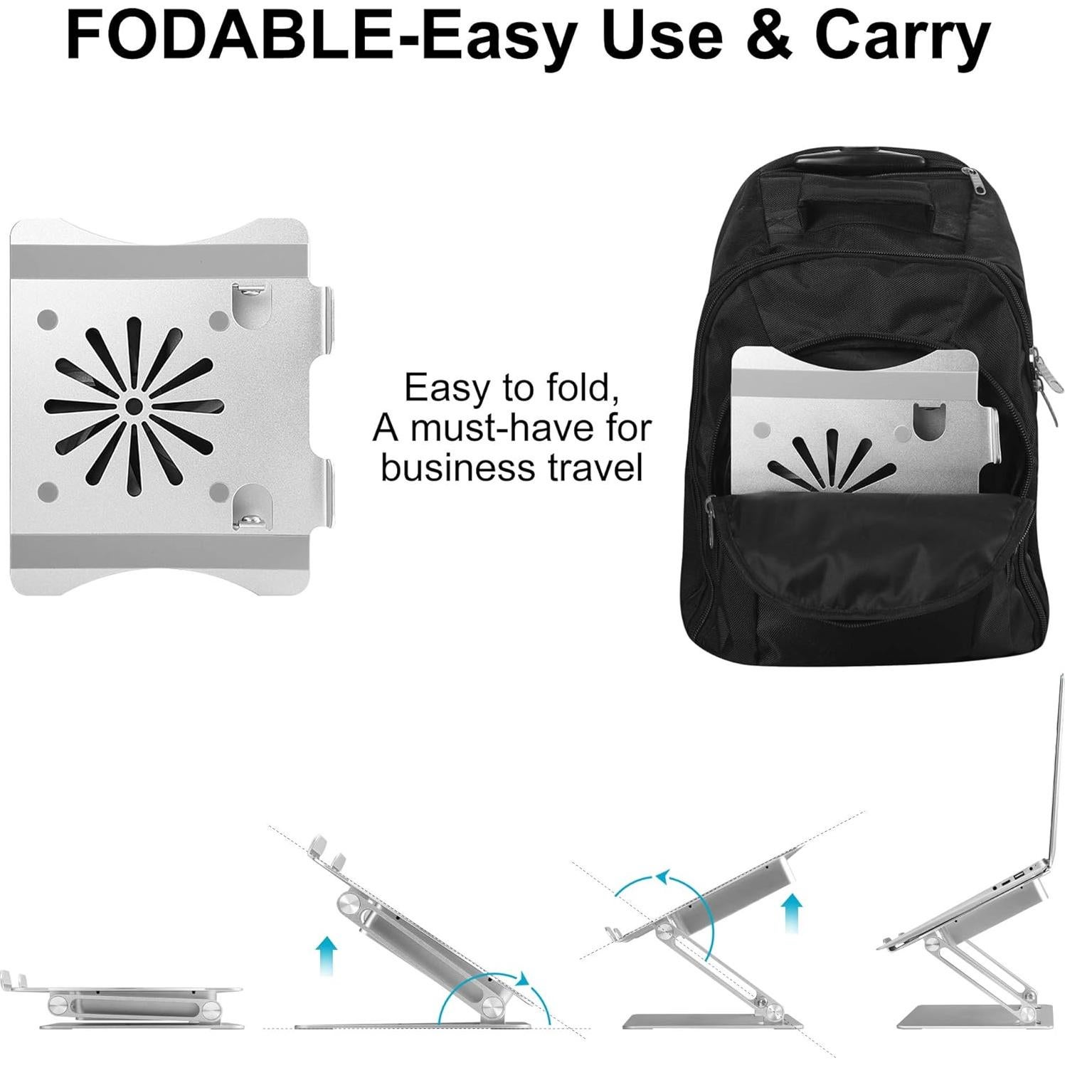 Soporte Ajustable para Laptop LUOWAN con Ventilador 10-17.3"