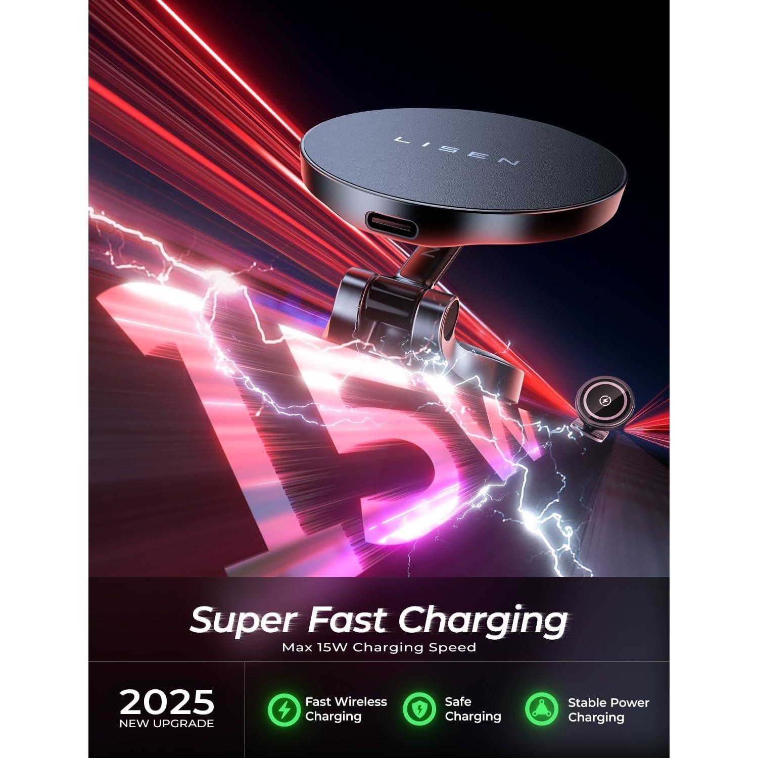 Soporte Cargador Inalámbrico Magsafe LISEN 15W para Coche