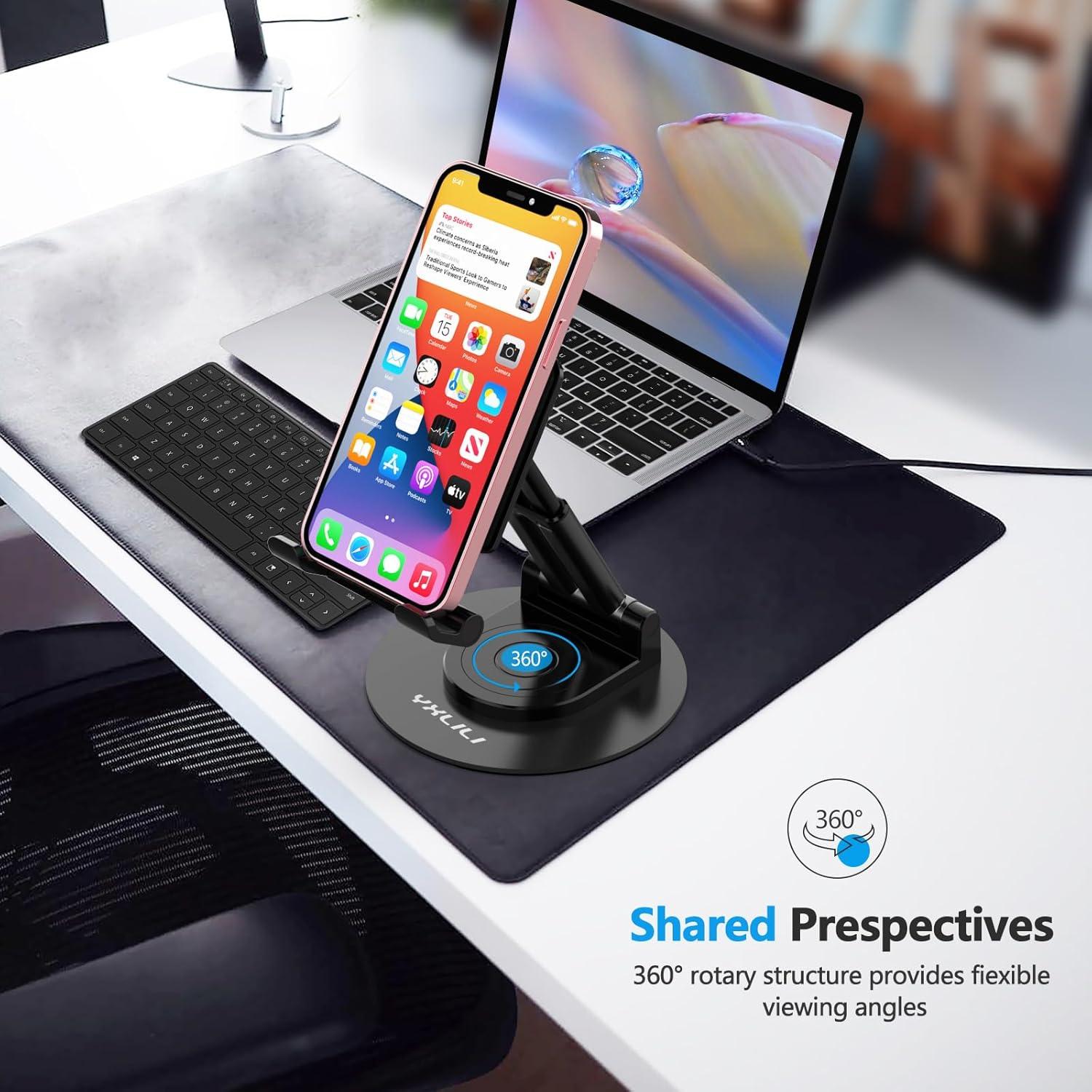 Soporte Plegable YXLILI para Teléfono Ajustable 360° - Negro