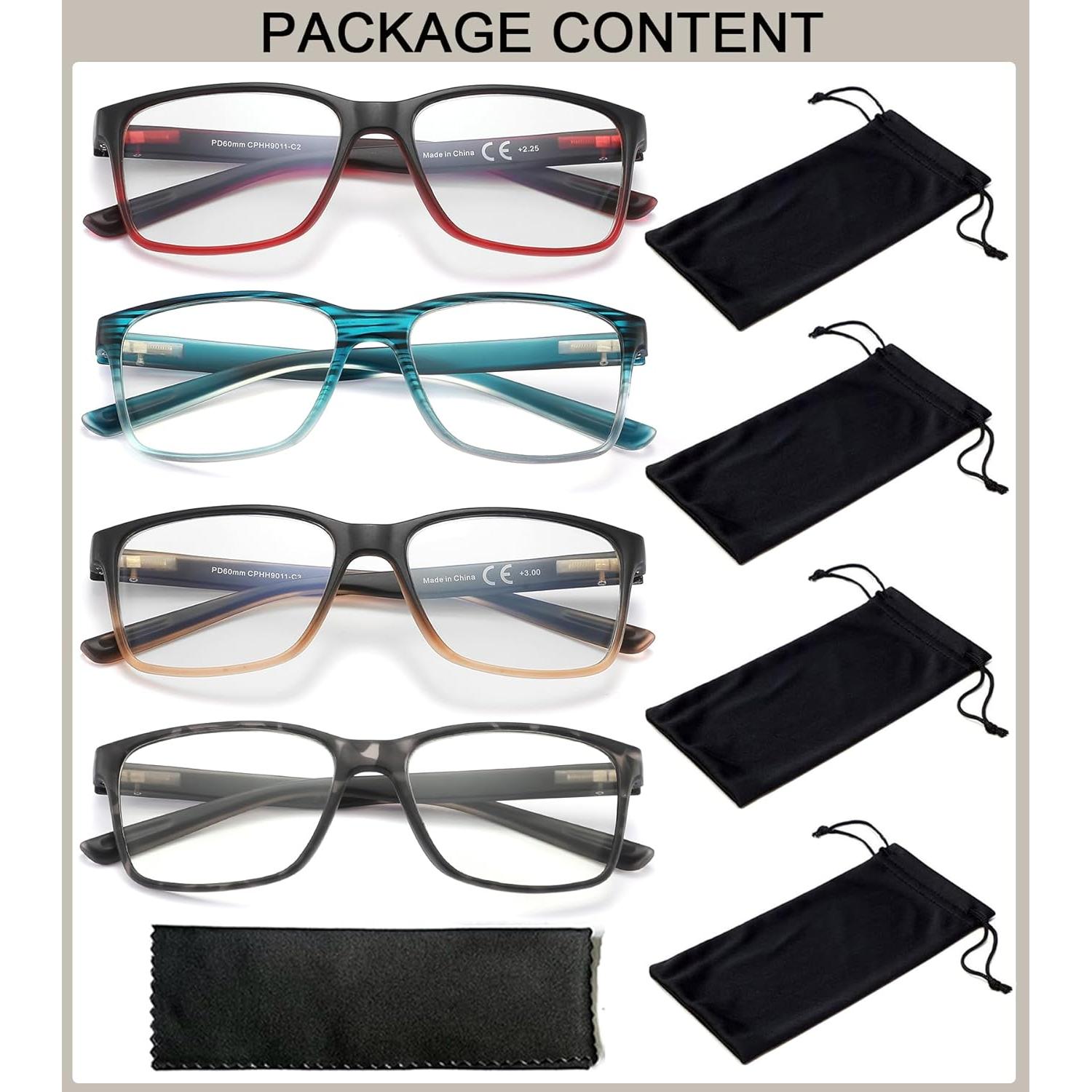 Gafas de lectura Qingshun 4 paquetes filtro luz azul 3.5X