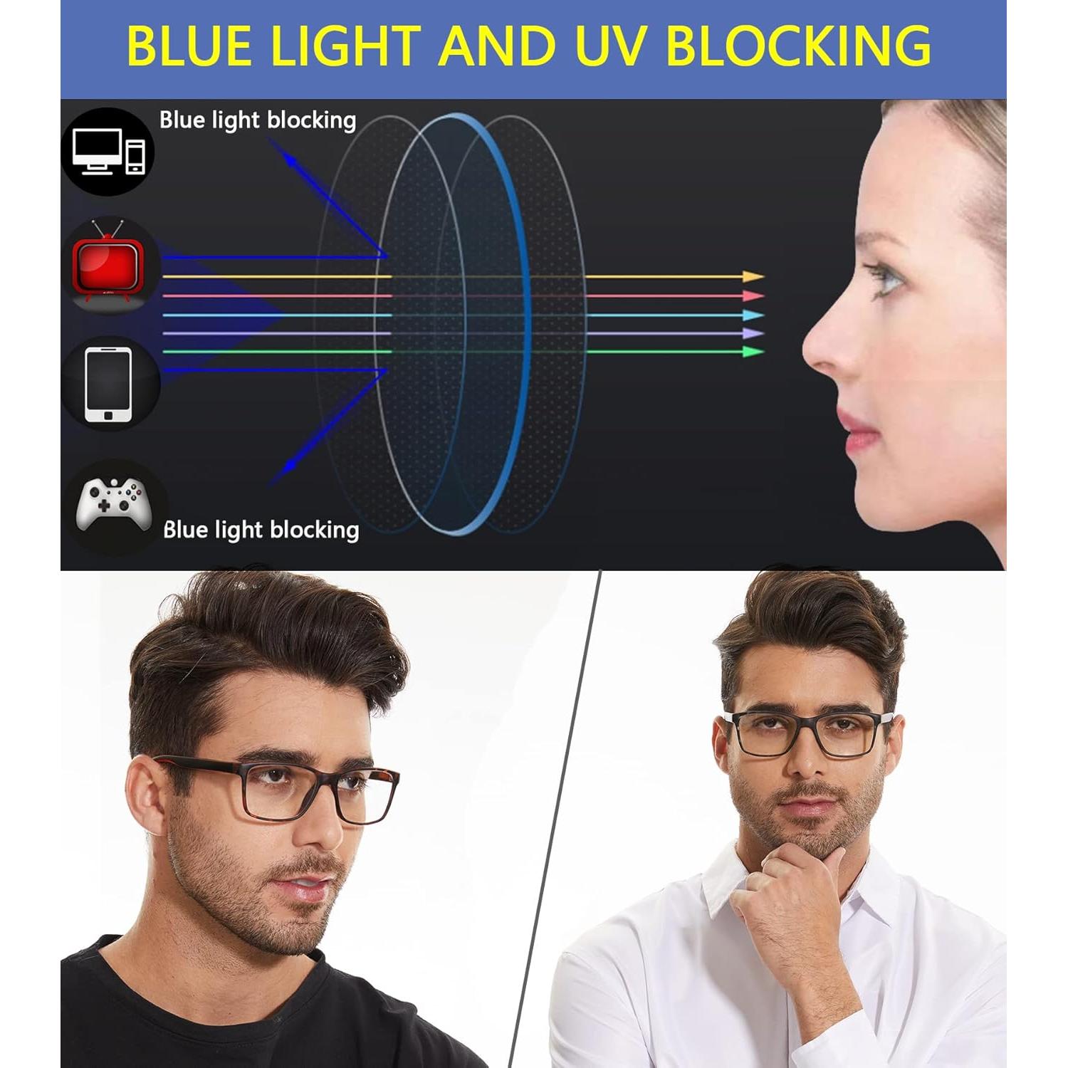 Gafas de lectura Qingshun 4 Pack +1.5x luz azul UV400