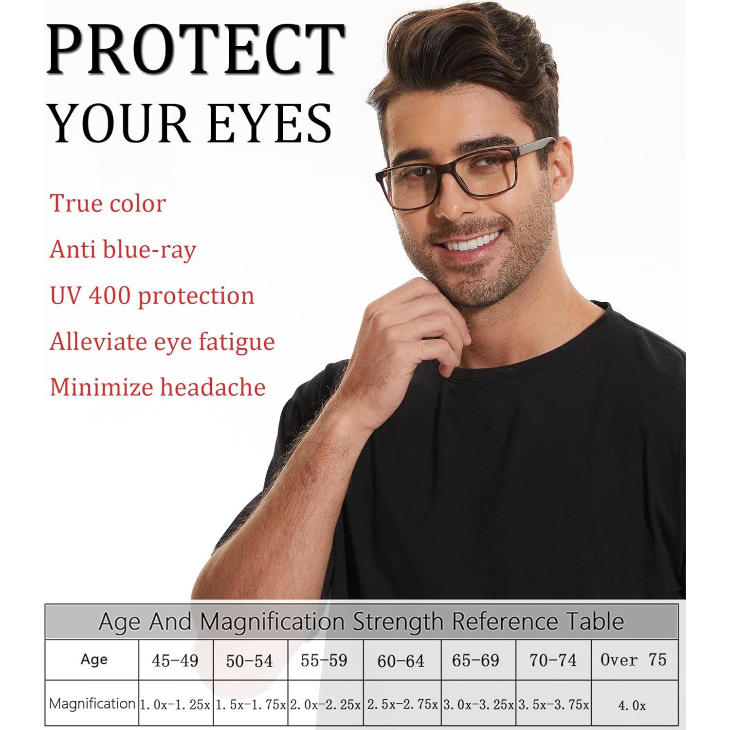 Gafas de lectura Qingshun 4 Pack +1.75 Luz Azul UV400