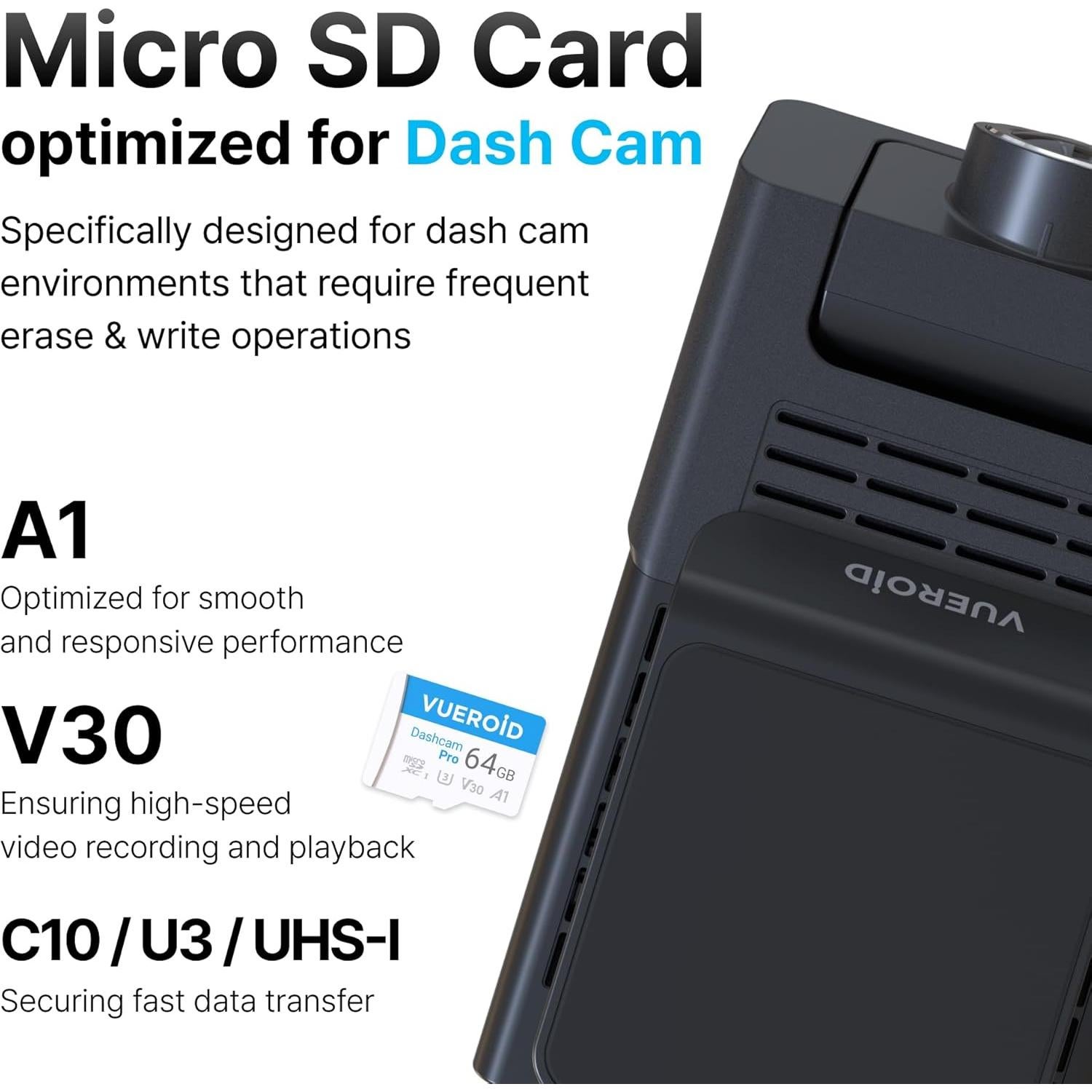 Tarjeta microSD 64GB Vueroid Dashcam Pro UHS-I A1 Clase 10