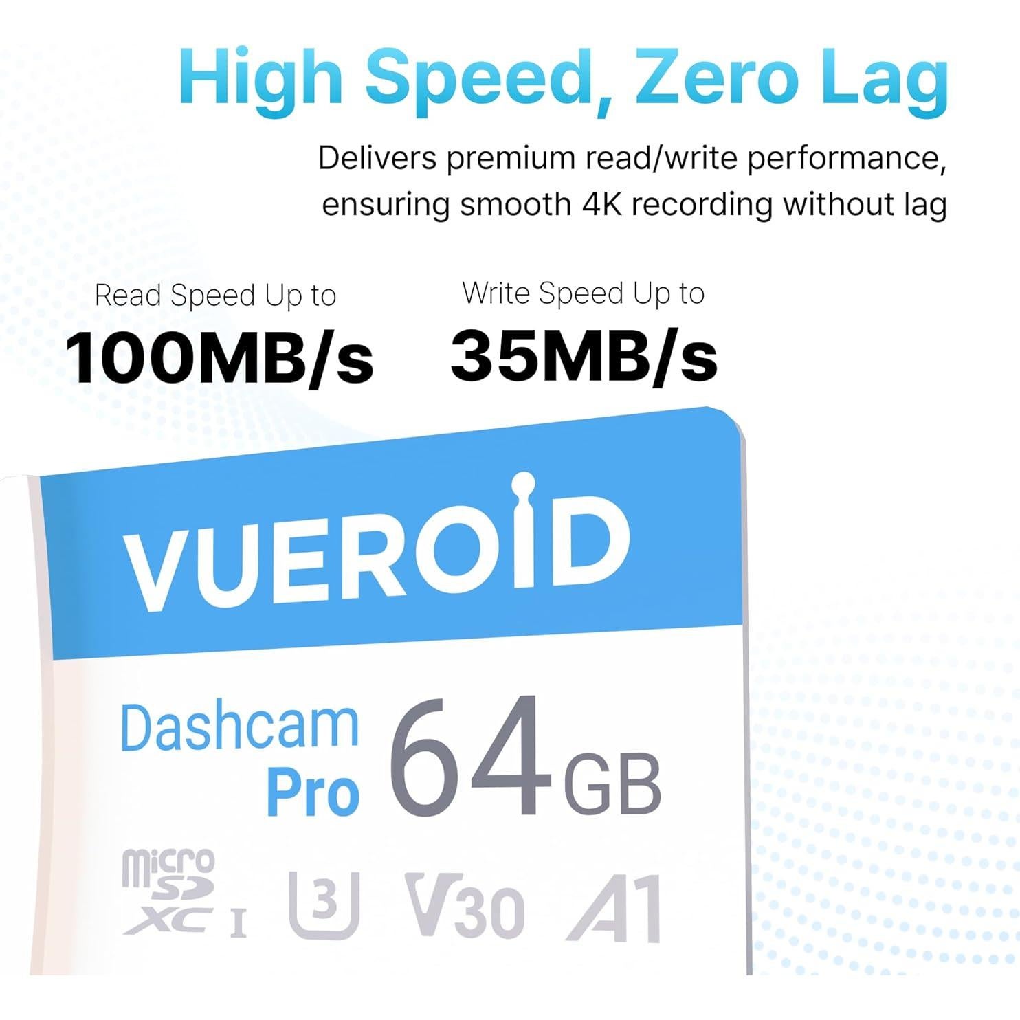 Tarjeta microSD 64GB Vueroid Dashcam Pro UHS-I A1 Clase 10