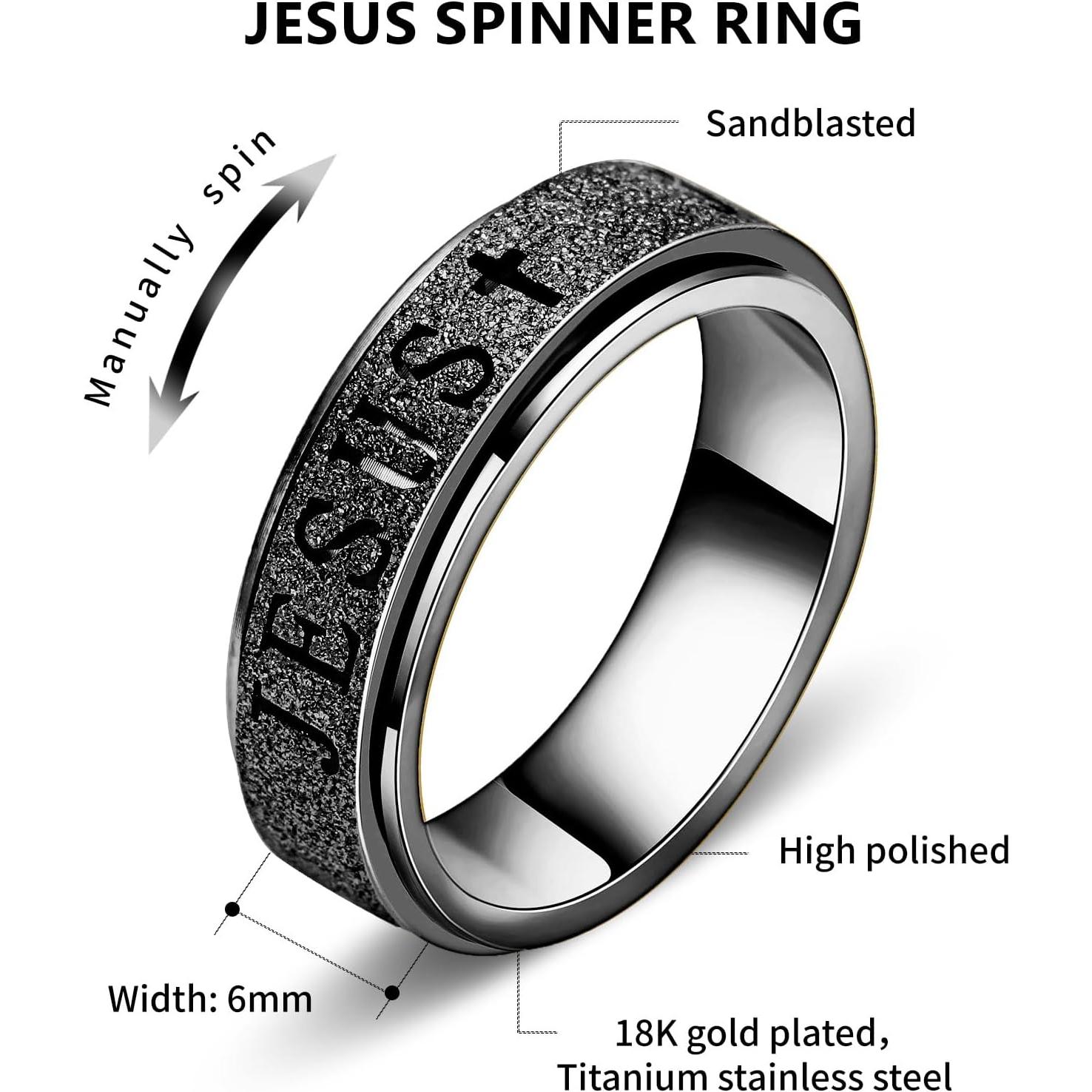 Anillo Fidget de Ansiedad para Mujeres Afftiny Talla 5 Negro