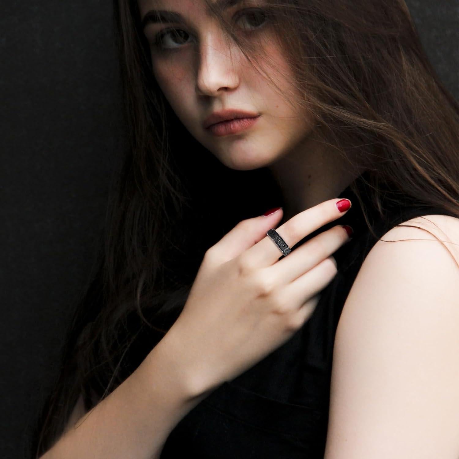 Anillo Fidget de Ansiedad para Mujeres Afftiny Talla 5 Negro