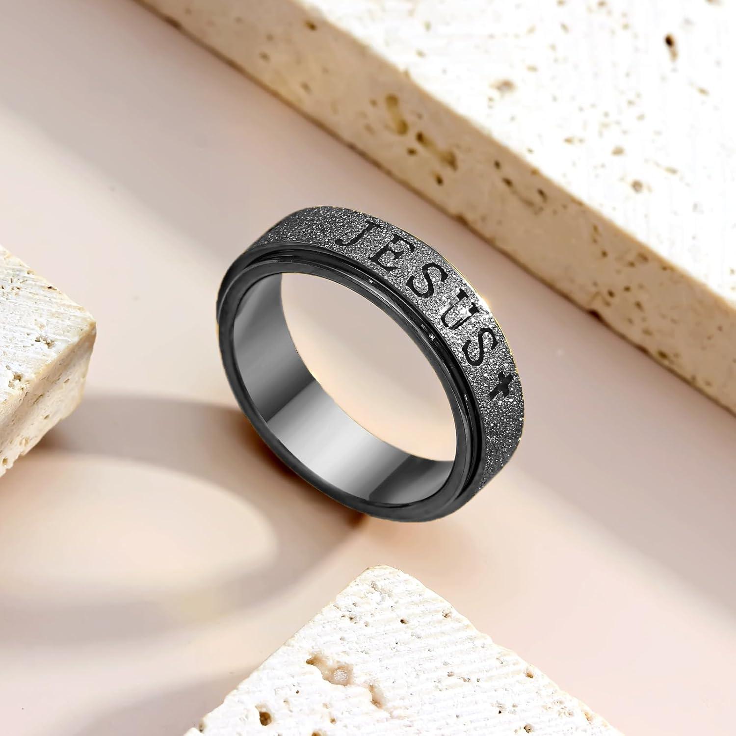 Anillo Fidget de Ansiedad para Mujeres Afftiny Talla 5 Negro