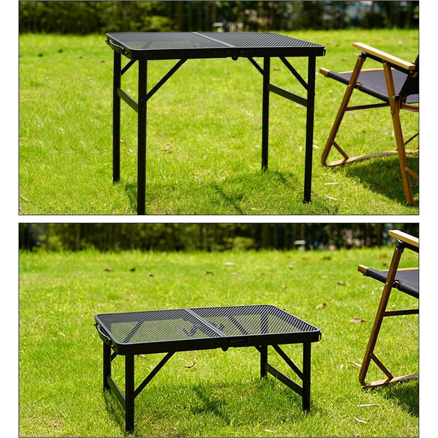 Mesa Plegable de Metal ALZEROOE 60x40 cm Ajustable 2 Alturas