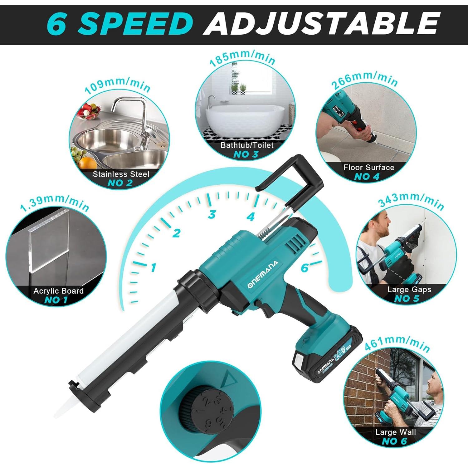 Pistola de Calafateo Inalámbrica ONEMANA 20V 6500N 10oz