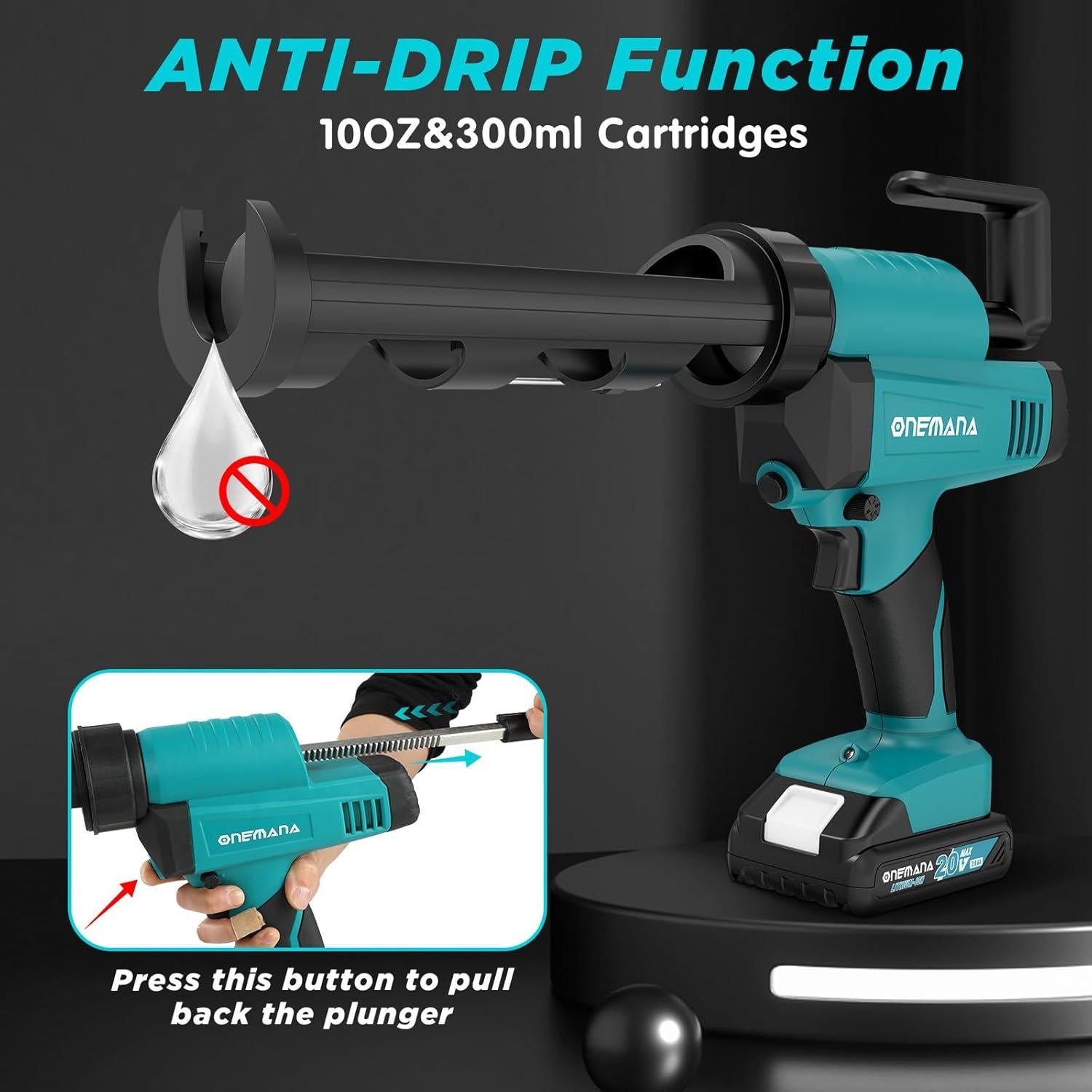 Pistola de Calafateo Inalámbrica ONEMANA 20V 6500N 10oz