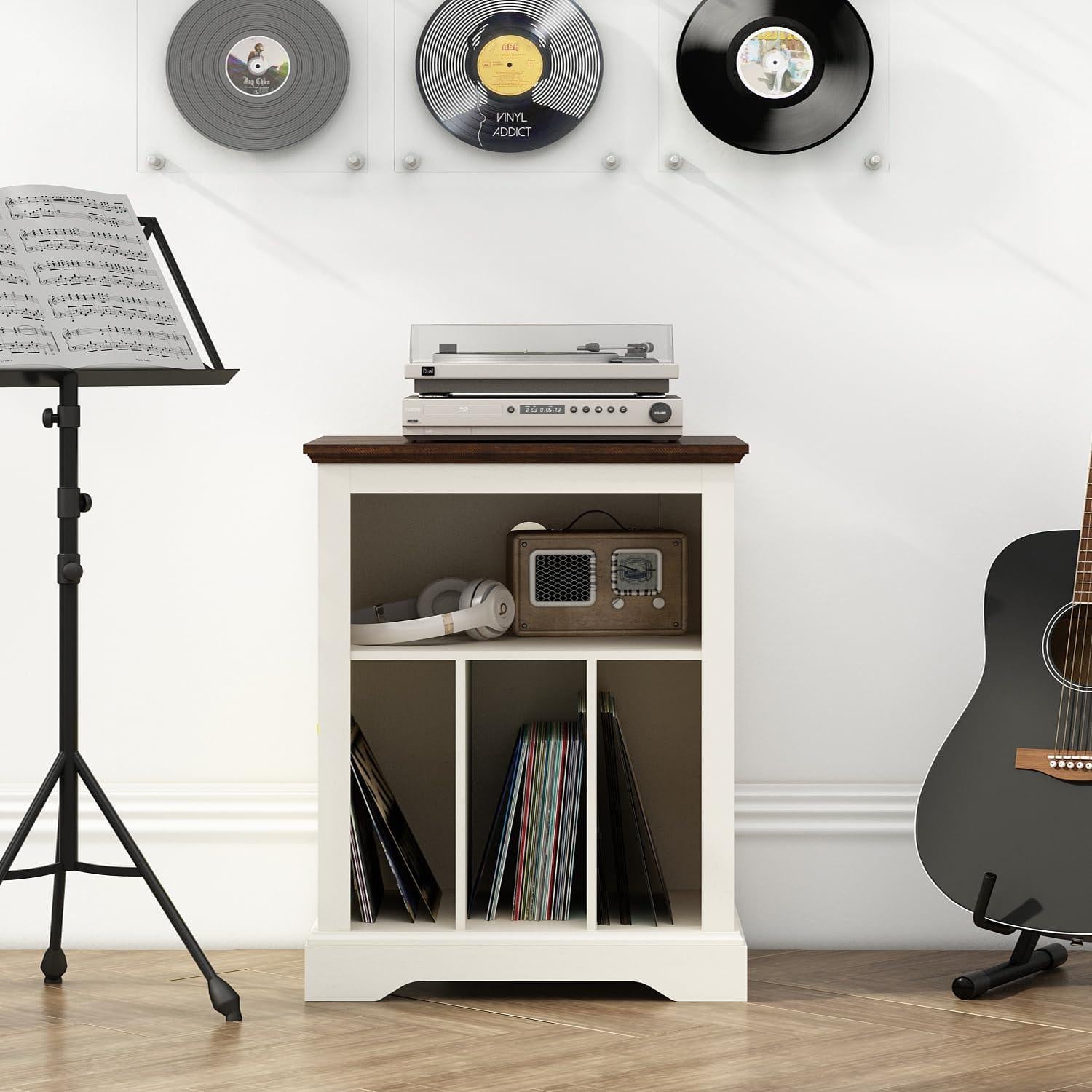 Soporte para Tocadiscos RowyPoey Blanco Antiguo 3 Niveles