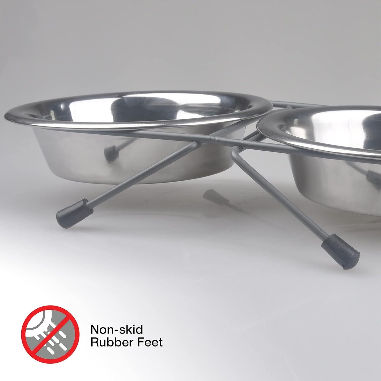 Comedero Doble Elevado Van Ness para Gatos y Perros Pequeños 480 ML