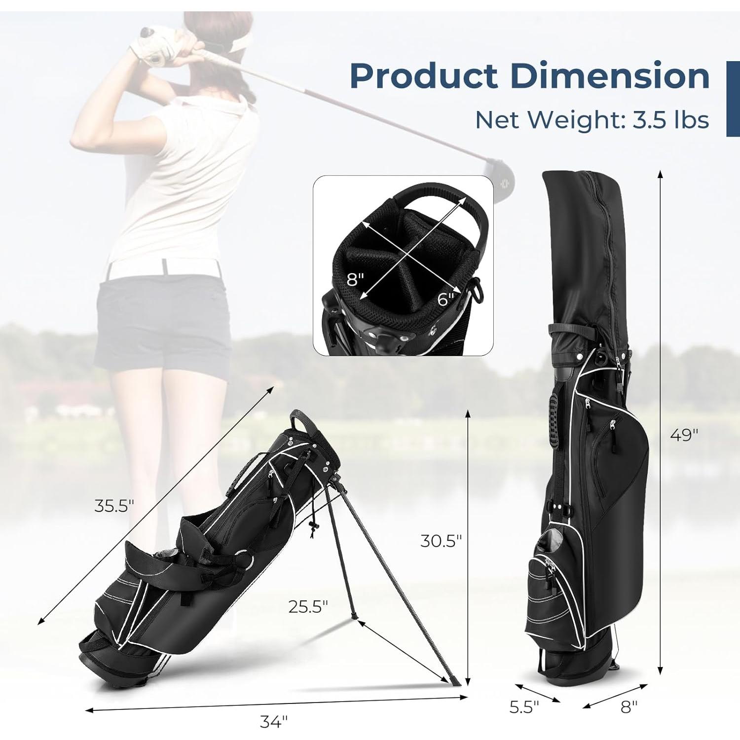 Bolsa de Golf de Pie OFFICEJOY Negra con 4 Divisores