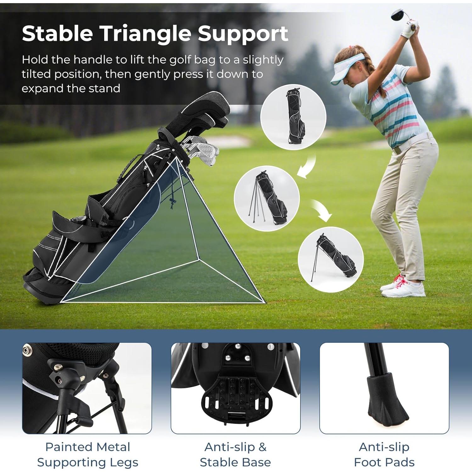 Bolsa de Golf de Pie OFFICEJOY Negra con 4 Divisores