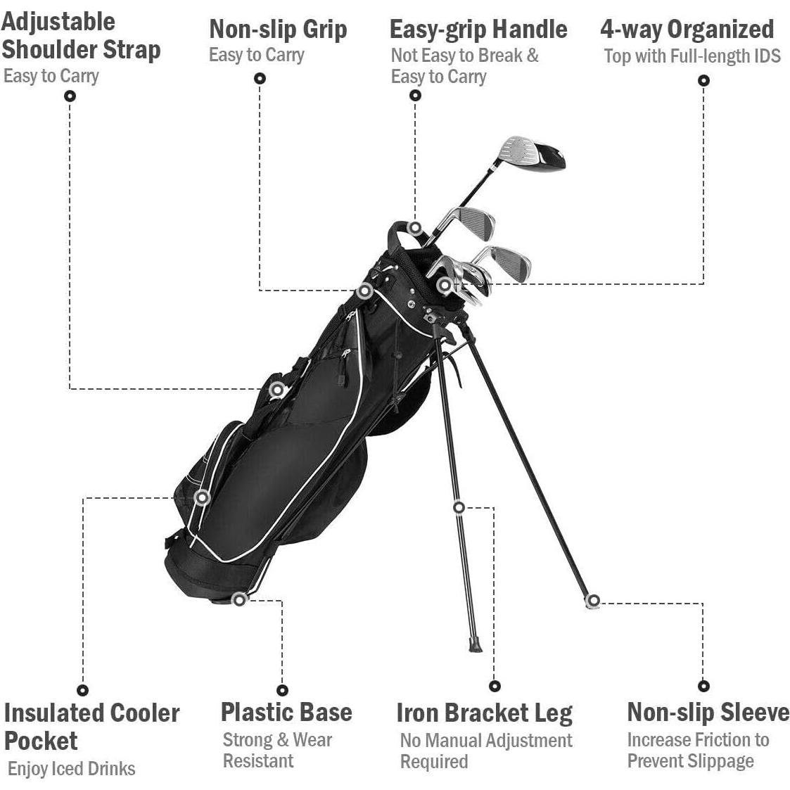 Bolsa de Golf de Pie OFFICEJOY Negra con 4 Divisores