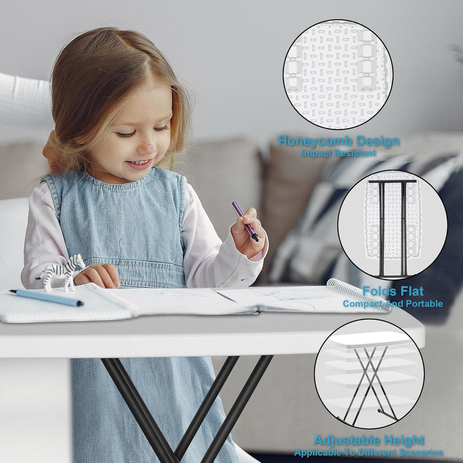 Mesa Plegable Bblife Blanca 76.2x49.5 cm Ajustable