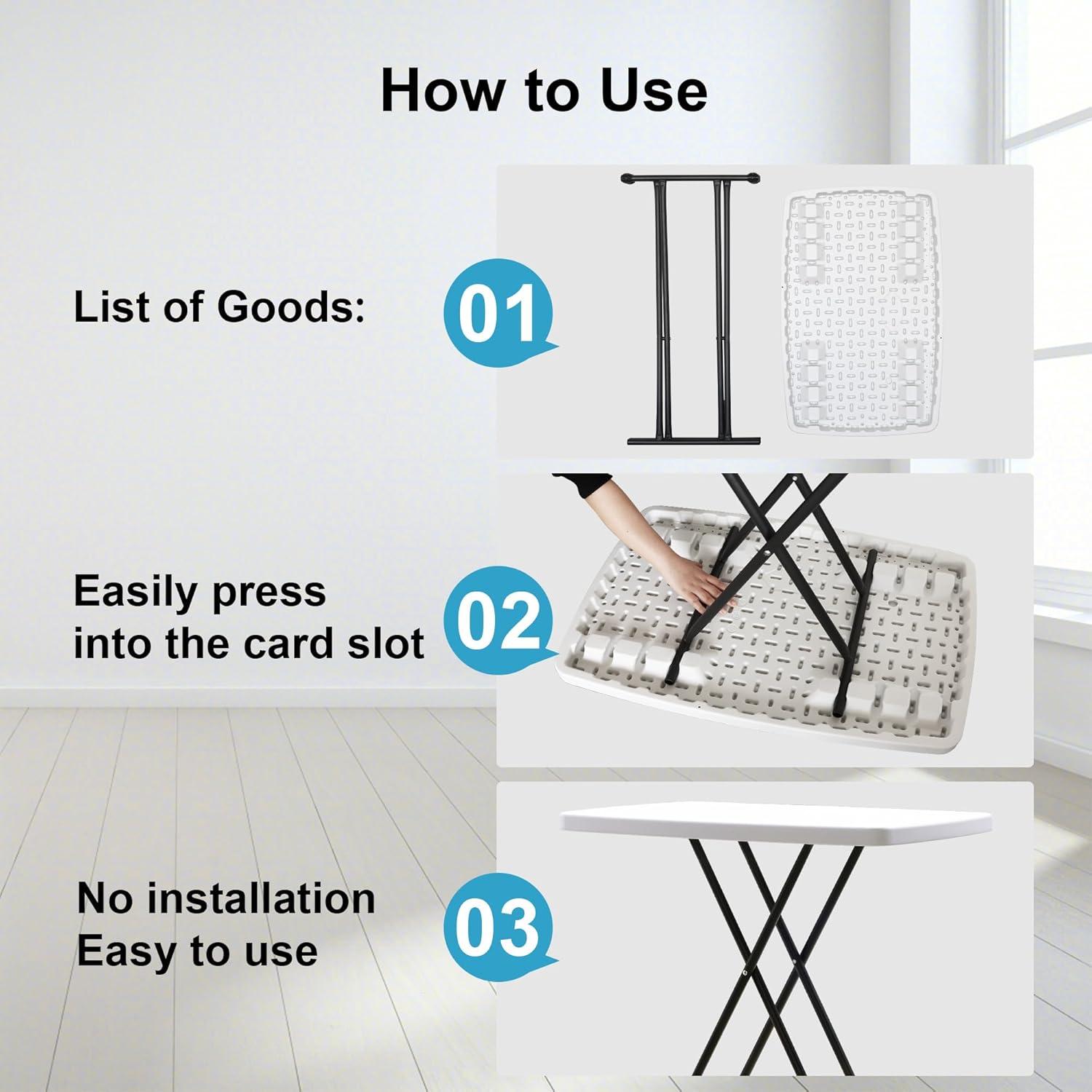 Mesa Plegable Bblife Blanca 76.2x49.5 cm Ajustable