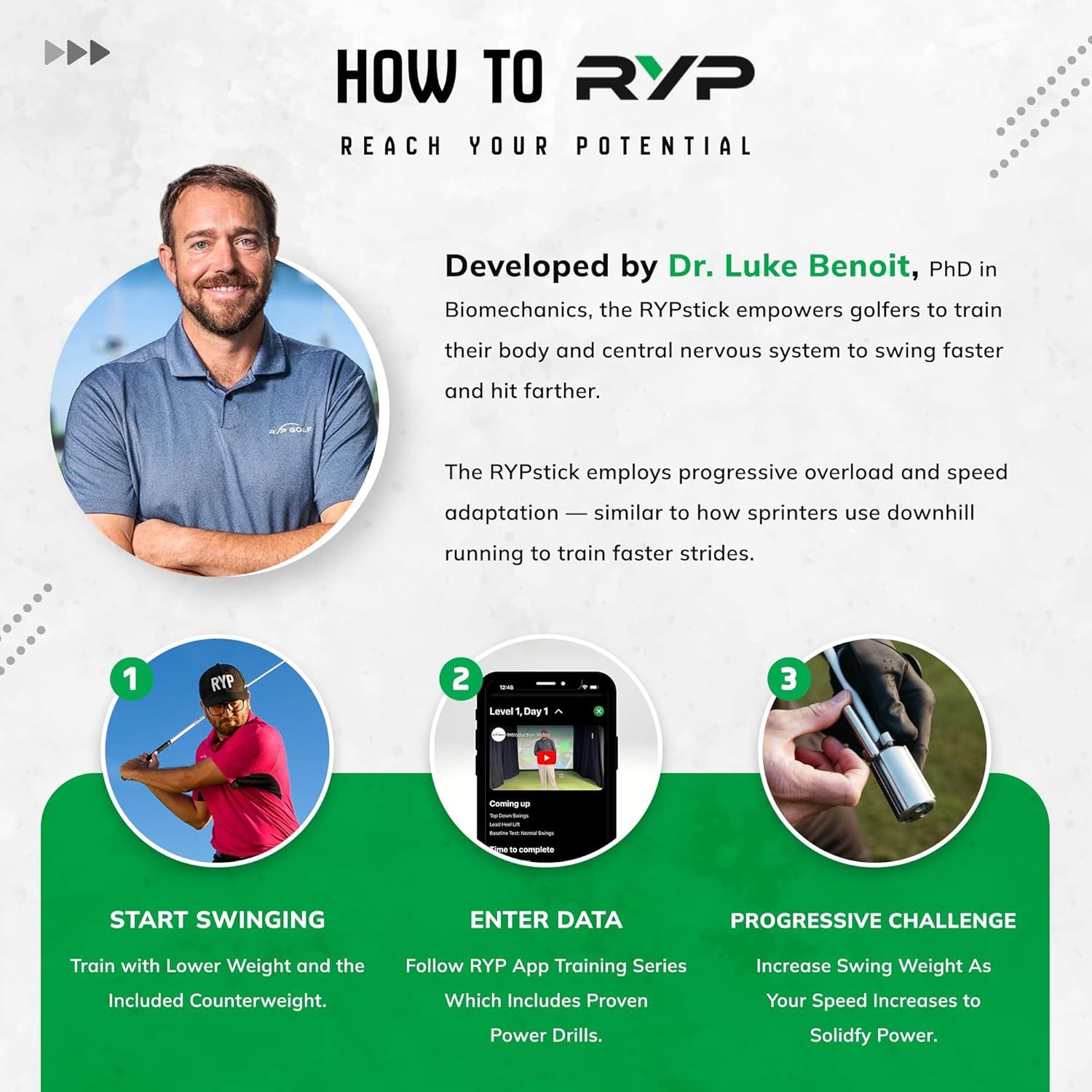 Rypstick Dispositivo Entrenador de Swing de Golf 116 cm