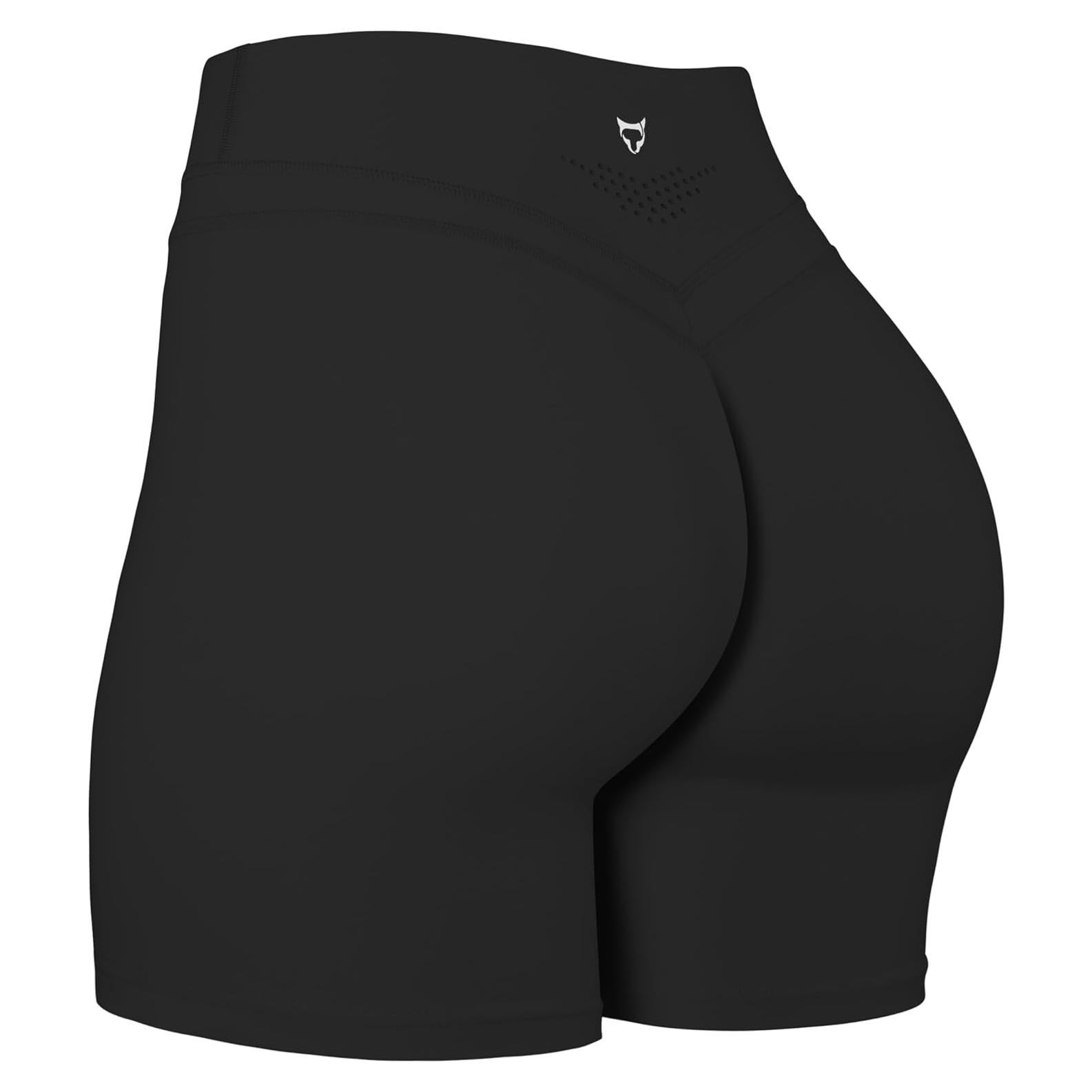 Shorts de Yoga TomTiger para Mujeres Cintura Alta Negro
