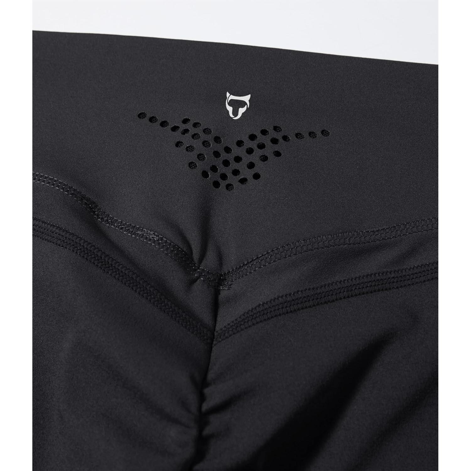 Shorts de Yoga TomTiger para Mujeres Cintura Alta Negro