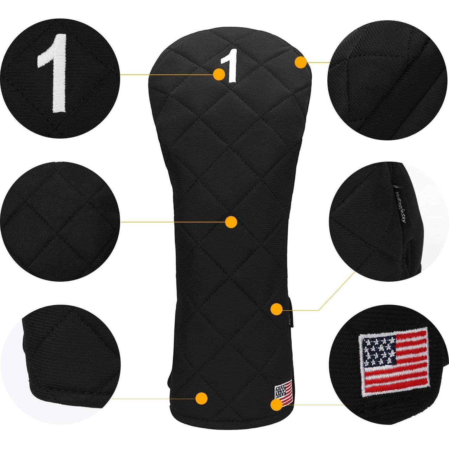 Cubiertas de Cabeza Golf YuEagleSky Negro 1/3/Híbrido