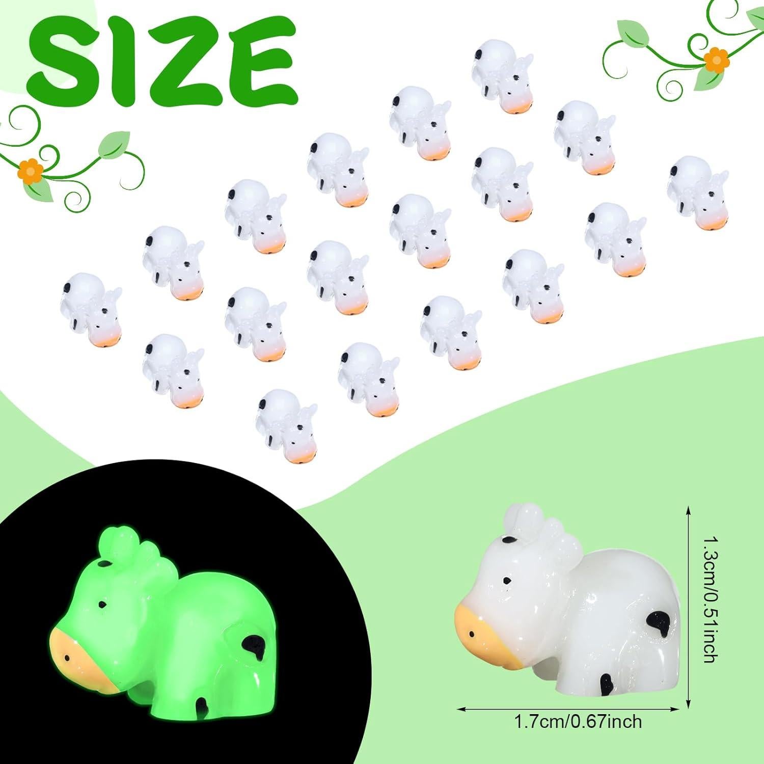 50 Piezas Mini Vacas Luminosa de Resina Leinuosen 1.3x1.7cm