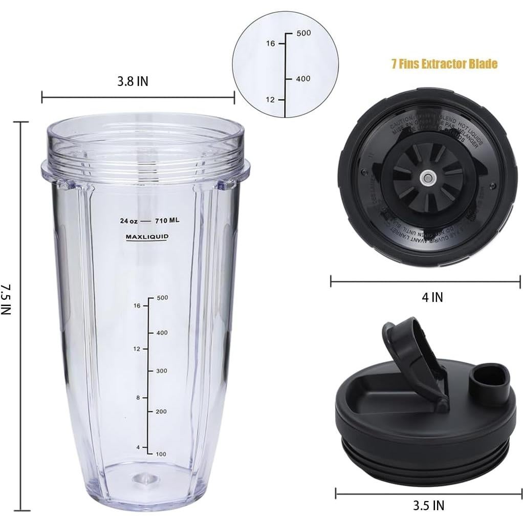 Tazas de licuadora Ninja Nutri 24 oz + cuchilla 7 aletas