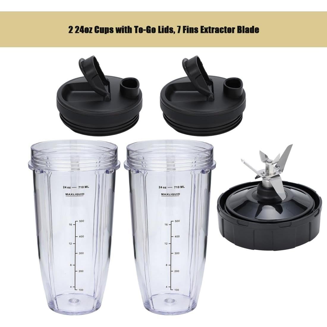 Tazas de licuadora Ninja Nutri 24 oz + cuchilla 7 aletas