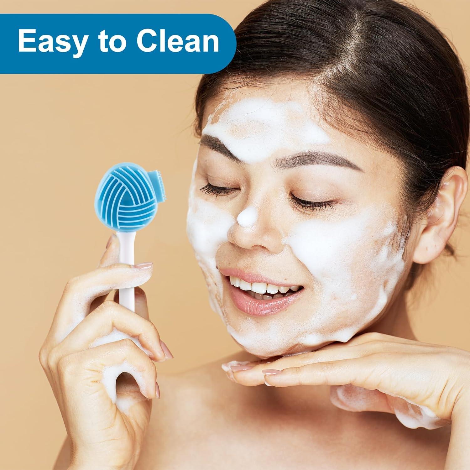 Exfoliador Facial de Silicona YALOJE - Cepillo Limpieza Piel Azul