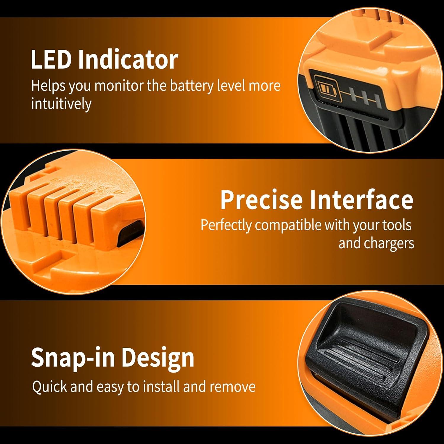 2 Piezas Batería 12.0Ah 20V Kulatiom para Dewalt DCB204 DCB206