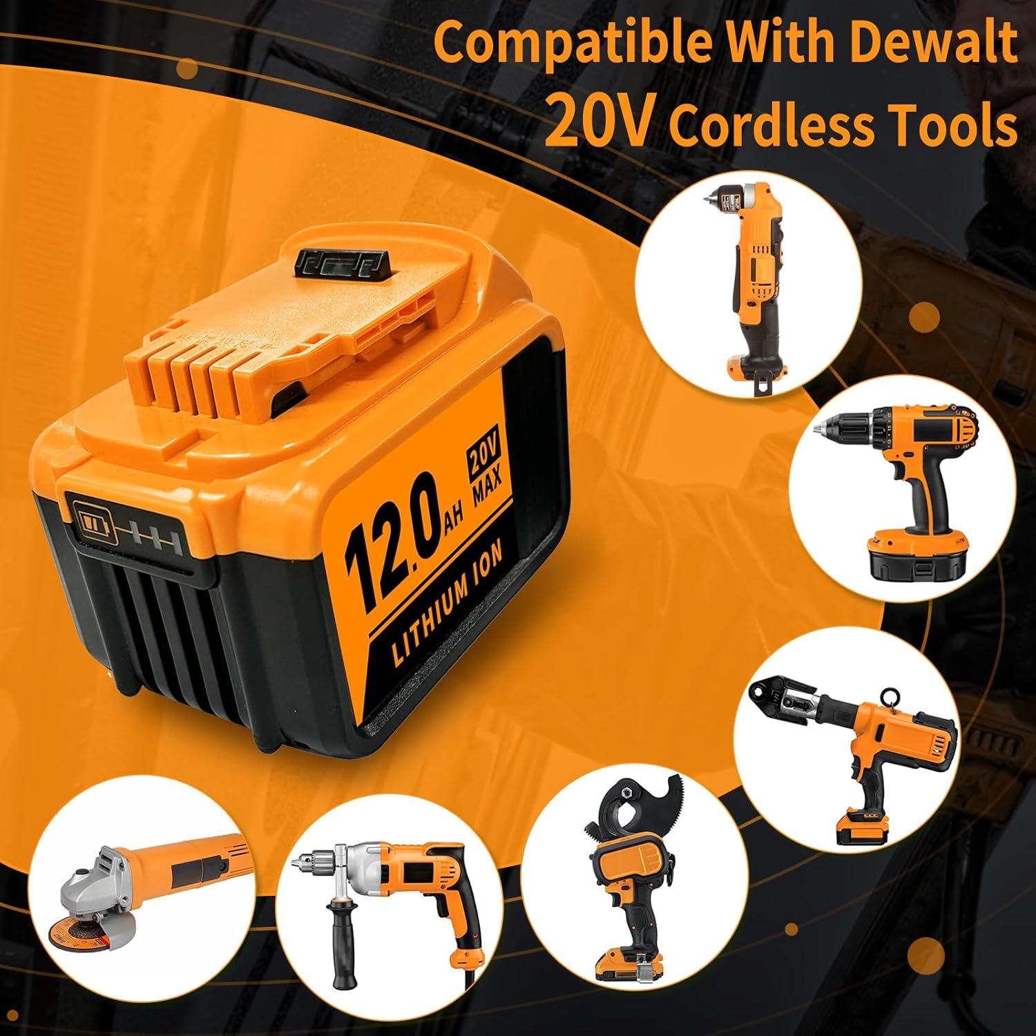 2 Piezas Batería 12.0Ah 20V Kulatiom para Dewalt DCB204 DCB206