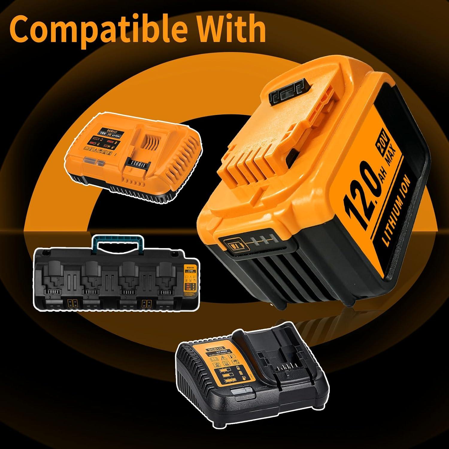 2 Piezas Batería 12.0Ah 20V Kulatiom para Dewalt DCB204 DCB206