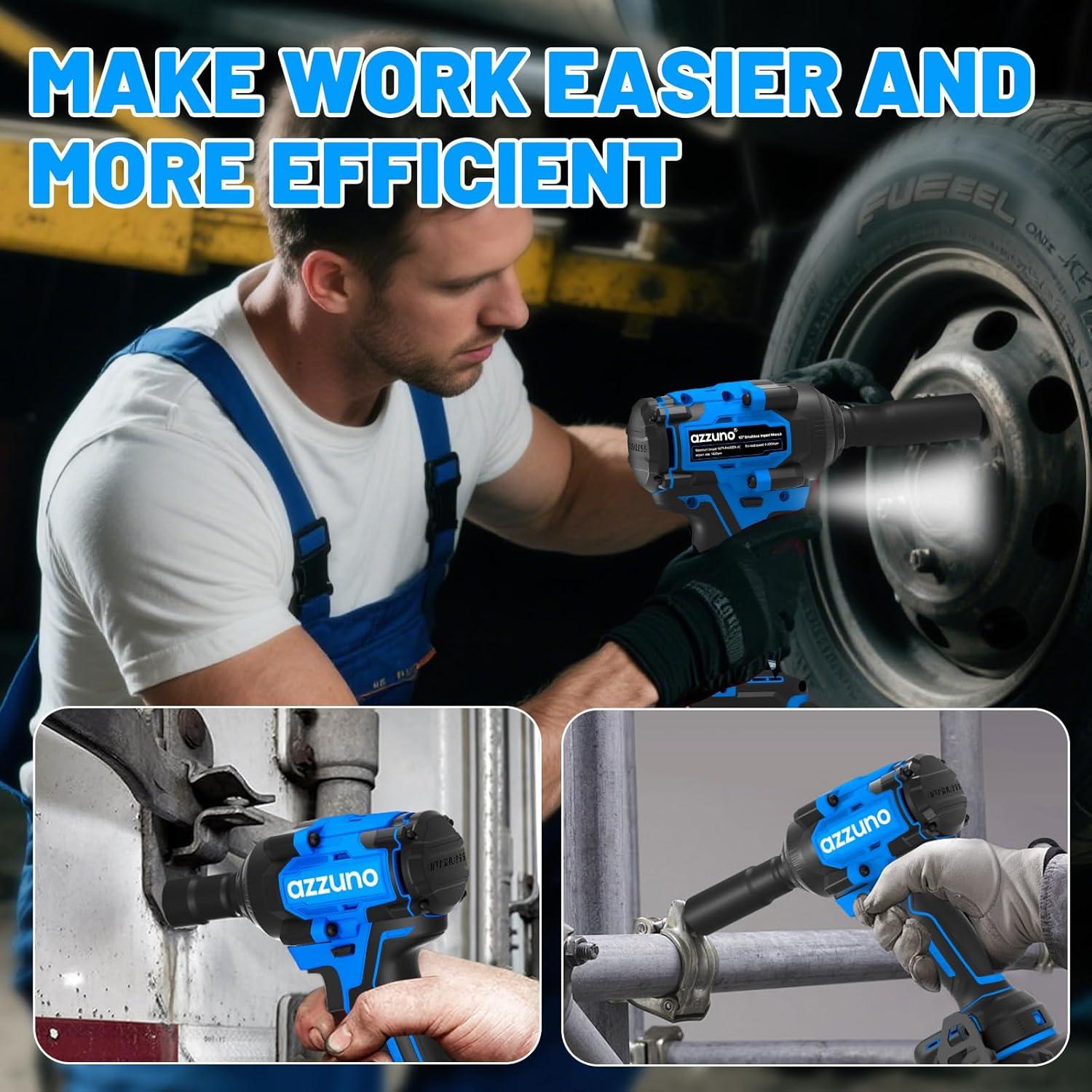 Llave de Impacto Eléctrica AZZUNO 1/2'' 800N.m Inalámbrica