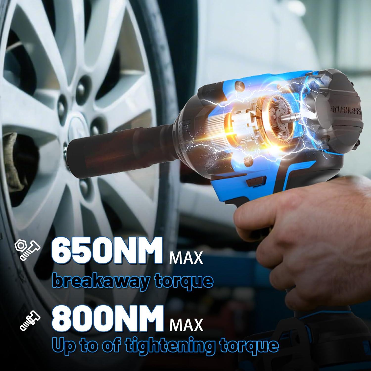 Llave de Impacto Eléctrica AZZUNO 1/2'' 800N.m Inalámbrica