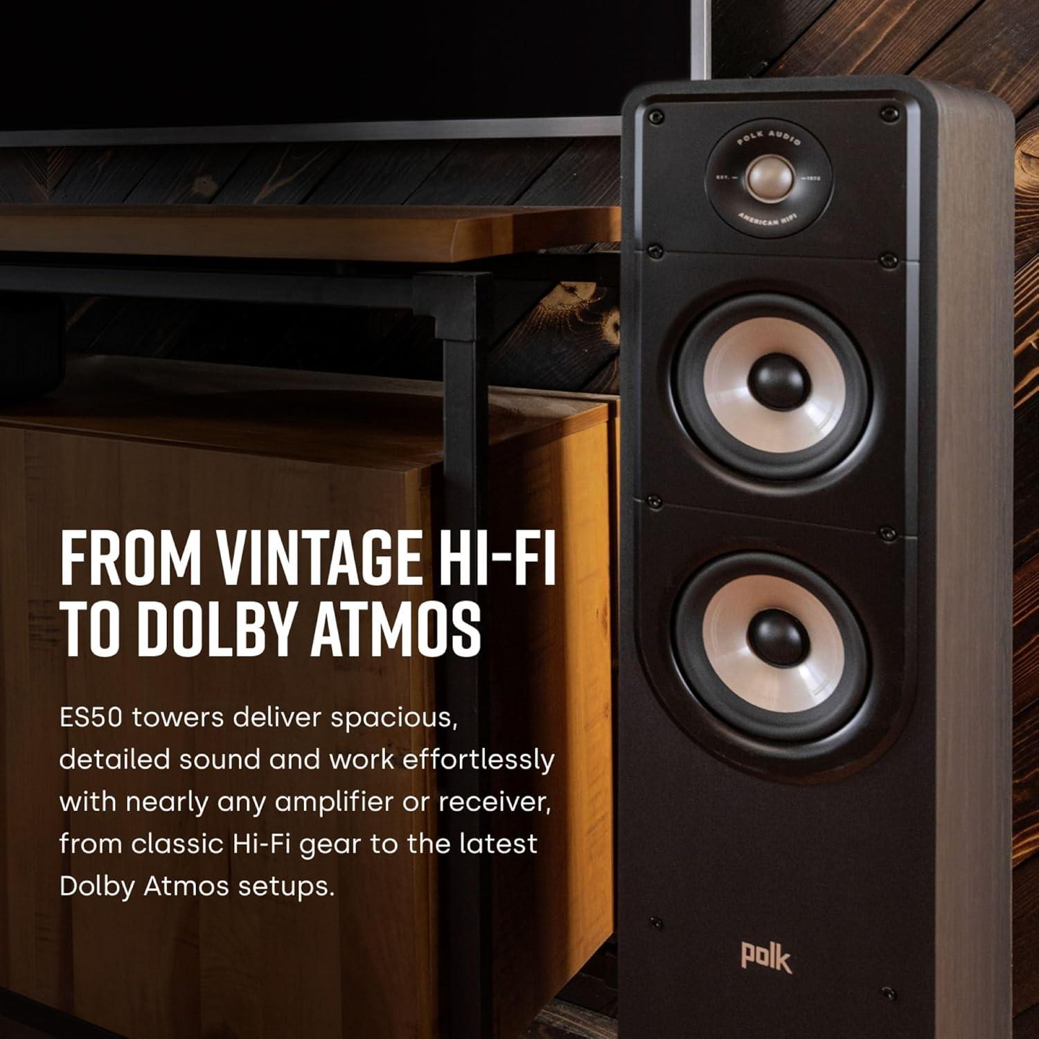 Altavoz de Torre Polk ES50 - Hi-Res, 2 Woofers 5.25", Negro