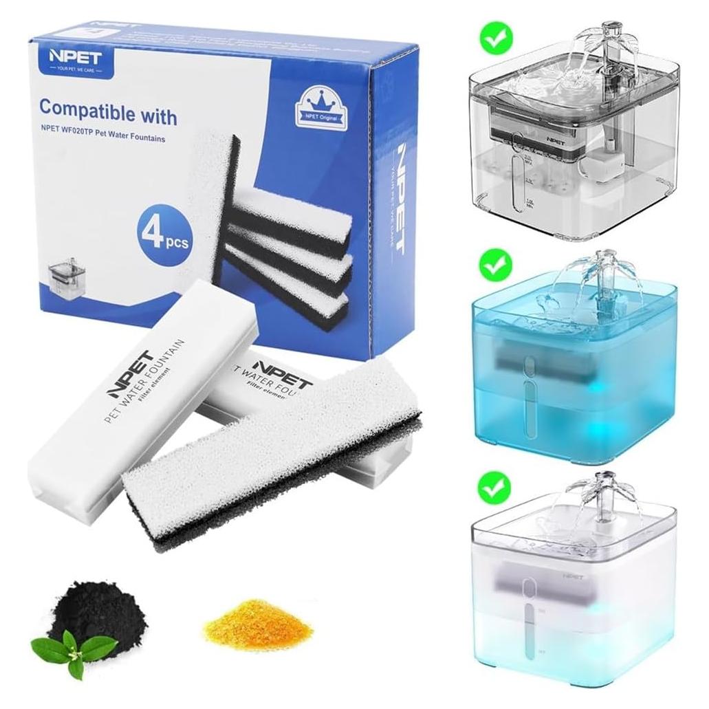 Filtros de Reemplazo NPET WF020TP - 4 Piezas para Mascotas
