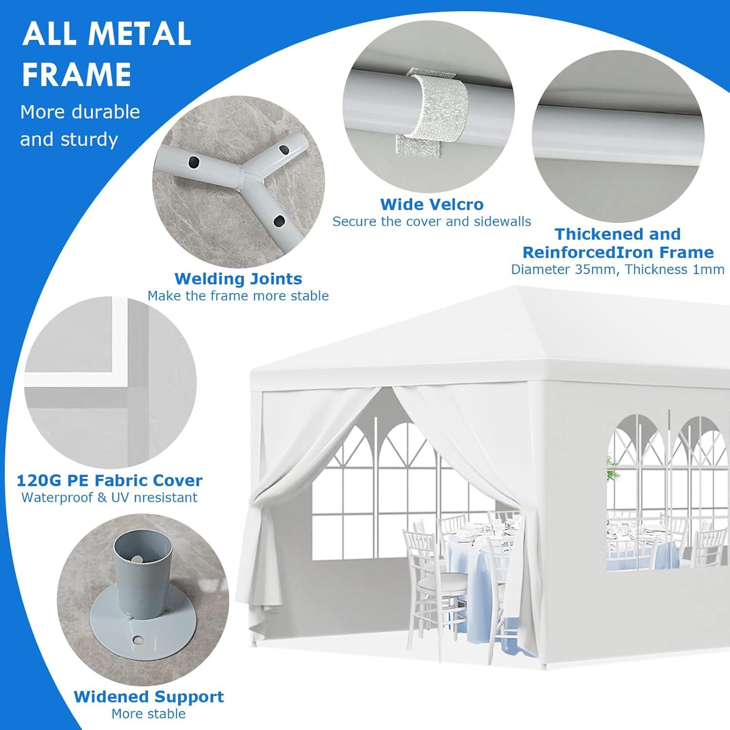 2025 Upgraded 10x30 Party Tent, Outdoor White Tents for Parties, Wedding, Large Canopy Tent with Walls, Big Event Gazebo Tent for Backyard, Garden, 8 Sidewalls