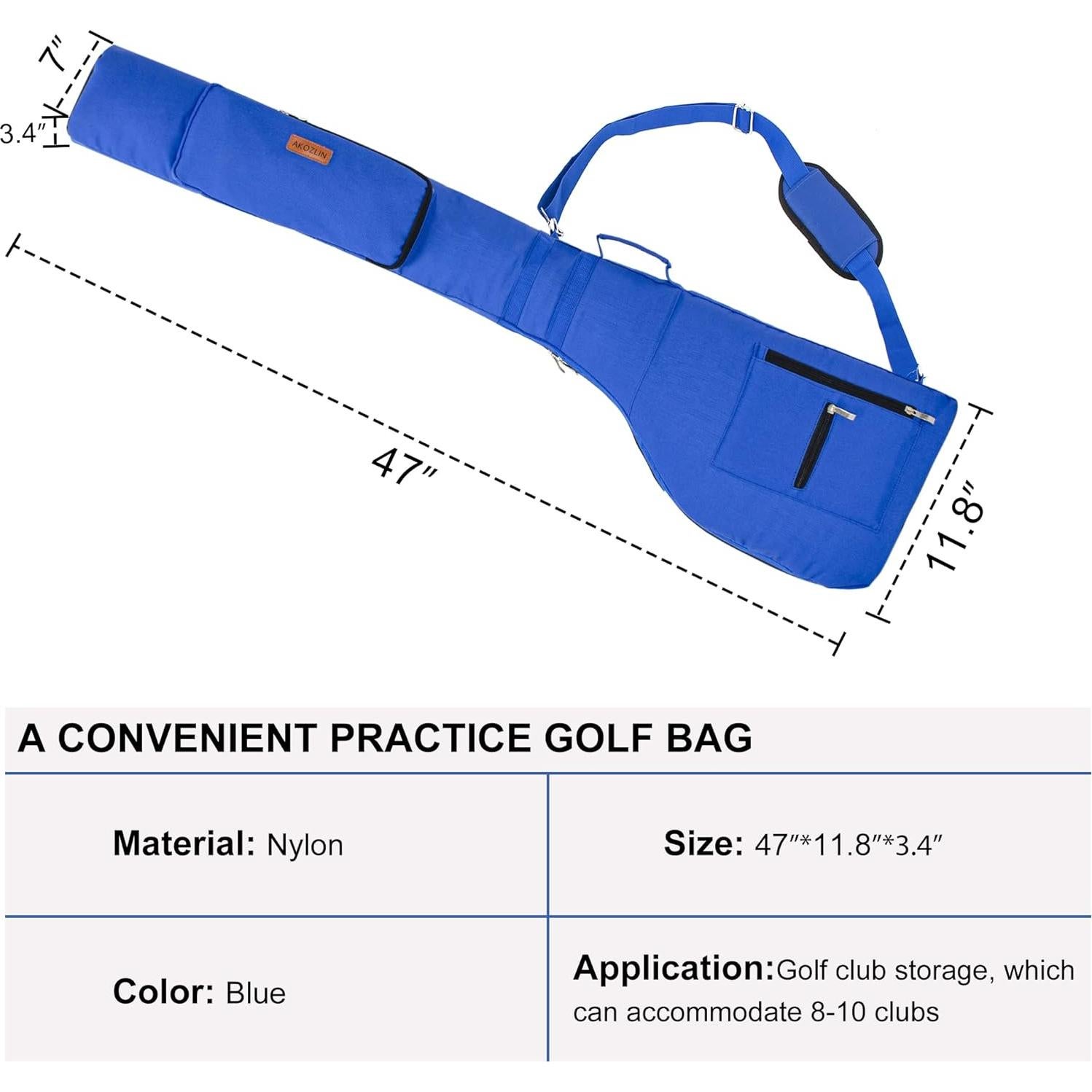 Bolsa de Golf AKOZLIN Plegable para 8-10 Palos Azul