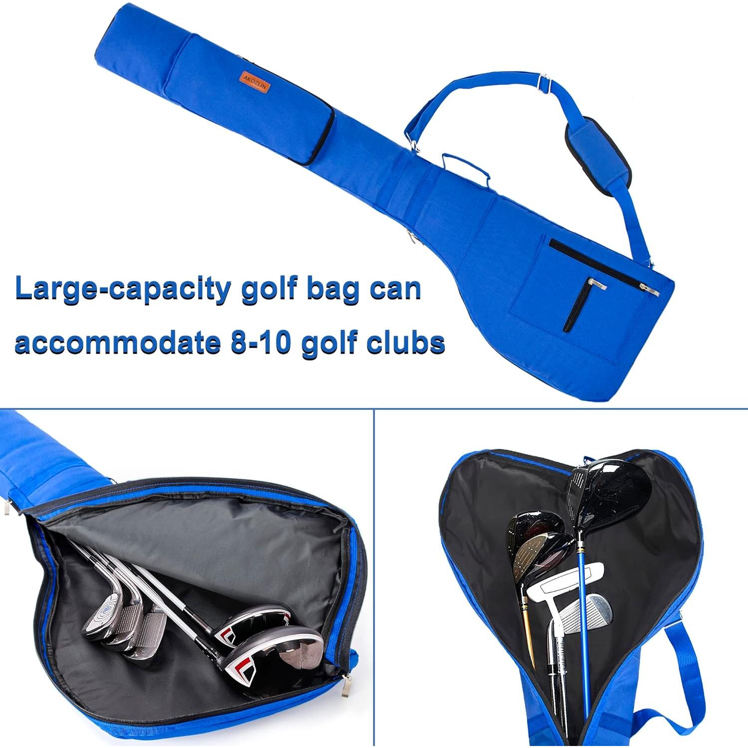 Bolsa de Golf AKOZLIN Plegable para 8-10 Palos Azul