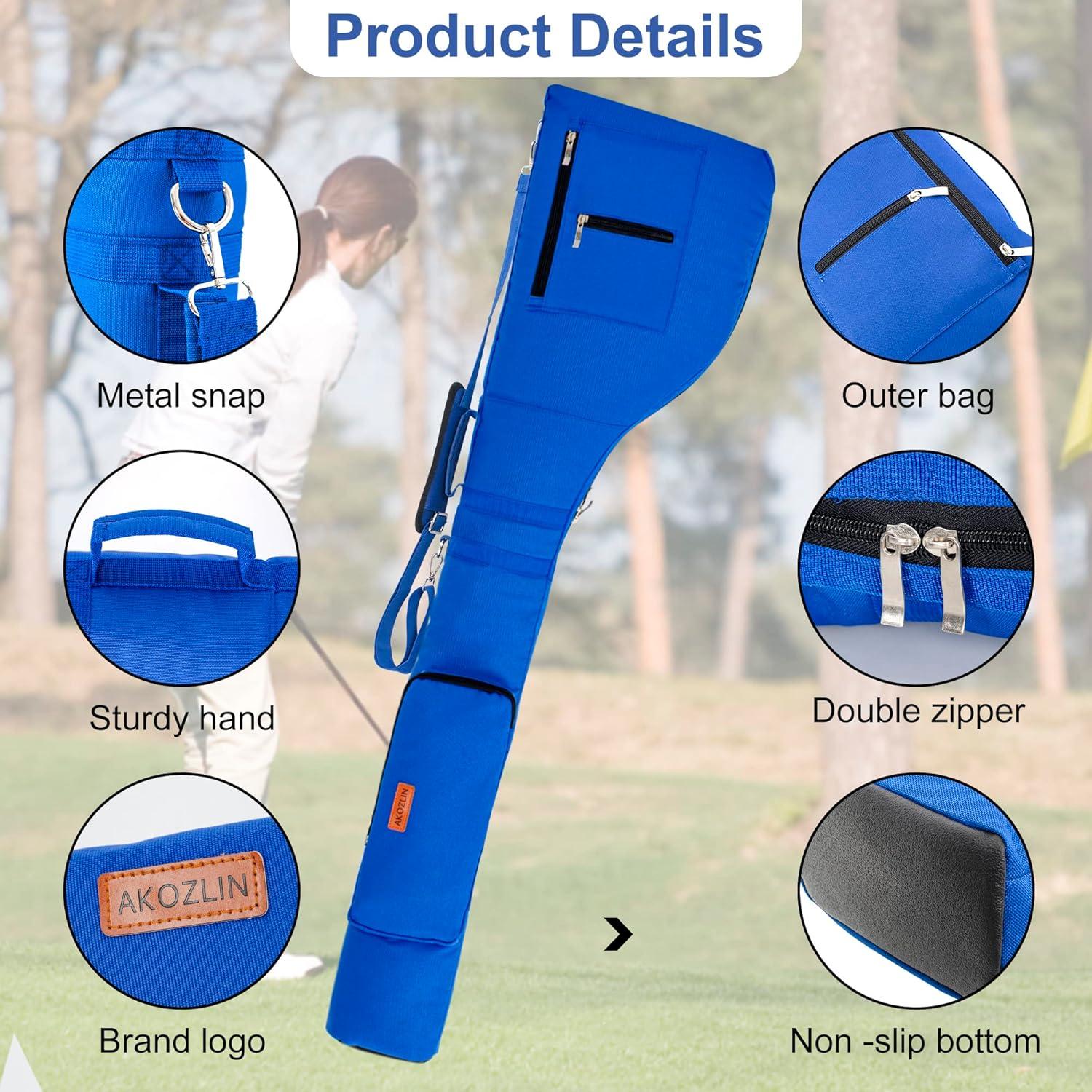 Bolsa de Golf AKOZLIN Plegable para 8-10 Palos Azul