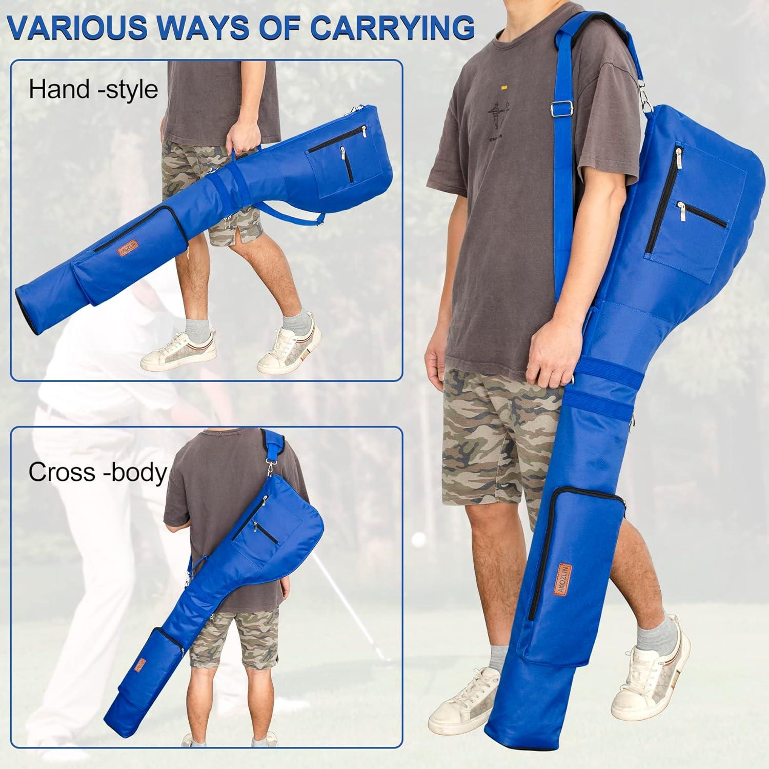 Bolsa de Golf AKOZLIN Plegable para 8-10 Palos Azul