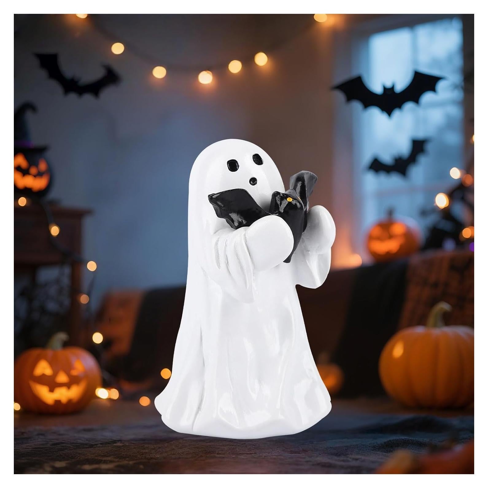 Figura Fantasma Sosteniendo Murciélago Wilupry - Decoración Halloween 9.19x6.50cm