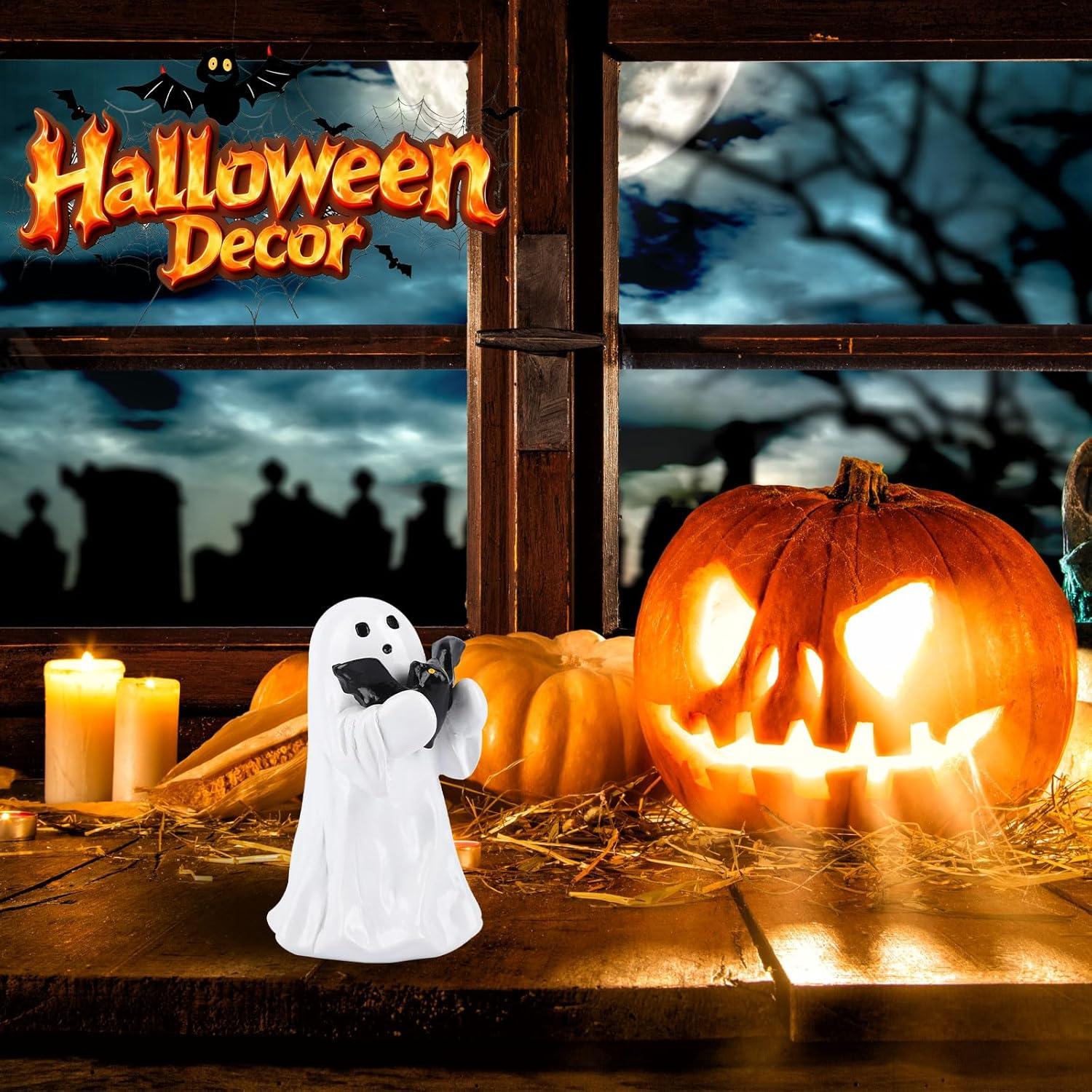 Figura Fantasma Sosteniendo Murciélago Wilupry - Decoración Halloween 9.19x6.50cm