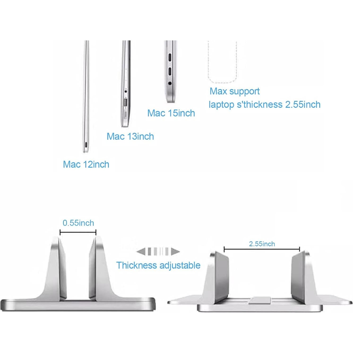 Soporte Vertical para Laptop ACREBOW Aluminio Ajustable 0.55-2.55 cm
