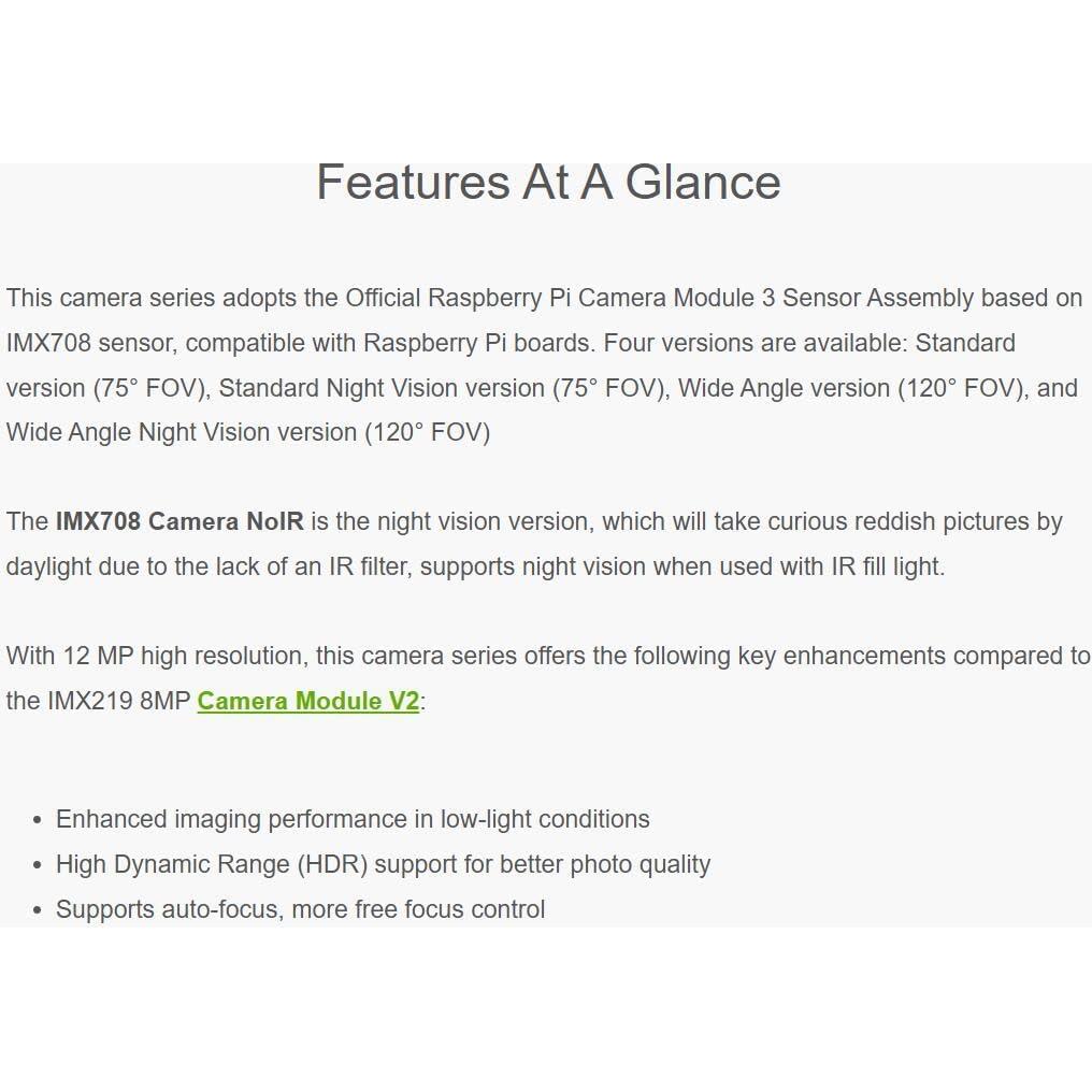 Cámara Gran Angular IMX708 12MP TUOPUONE 120° FOV HDR